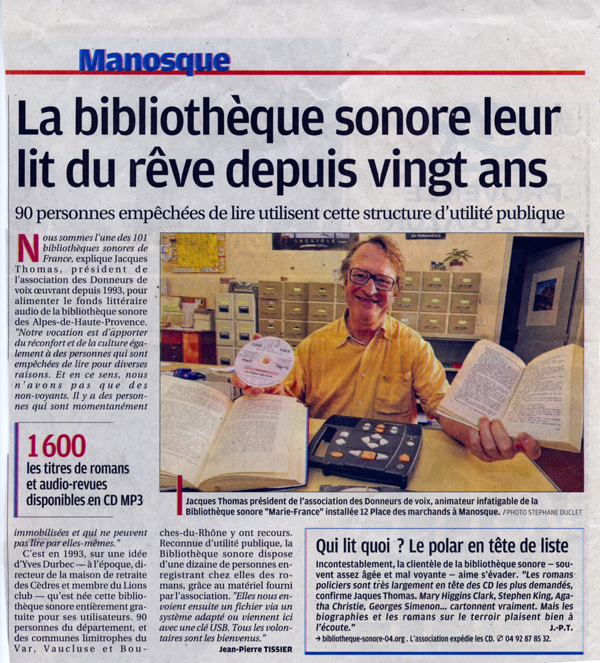 Article La Provence d'octobre 2013, page intérieure